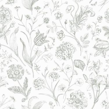 Imagem de VEELIKE Papel de parede floral com desenho verde sálvia vintage papel de parede higiênico verde 43 x 39 cm, papel de parede removível autoadesivo cottagecore flores silvestres para lavabo, quarto
