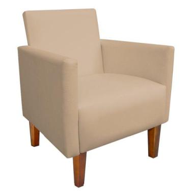 Imagem de Poltrona Decorativa Compacta Jade material sintético Bege com Pés Cast