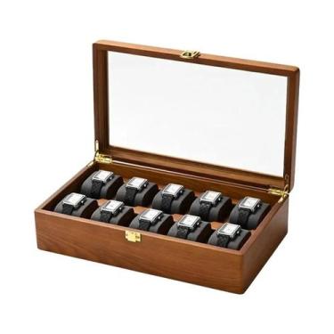 Imagem de Caixa Organizadora De Relógios De Madeira Com 10 Compartimentos Para A