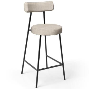 Imagem de Banqueta Baixa Para Cozinha Sala De Jantar Bar Bancada Milão L02 Linho Palha - Lyam Decor