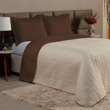 Imagem de Cobre Leito Queen 3 Peças Clara 100% Poliéster - Marrom/cáqui