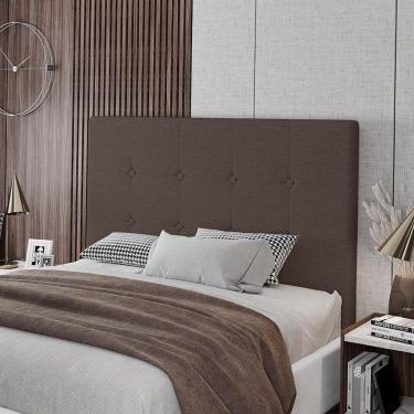 Imagem de Cabeceira Cama Box Casal Queen Size Luana 160cm Linho Marrom - Abmaza