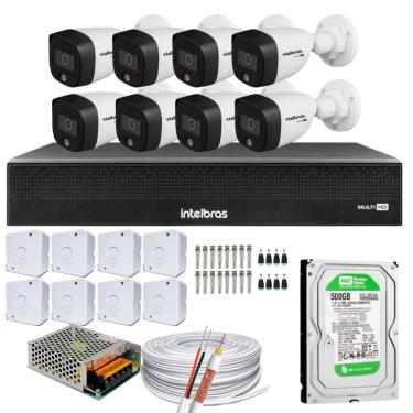 Imagem de Kit 8 Câmeras Intelbras infravermelho VHD 1220B Full Color Dvr 1008-C C/HD 500gb