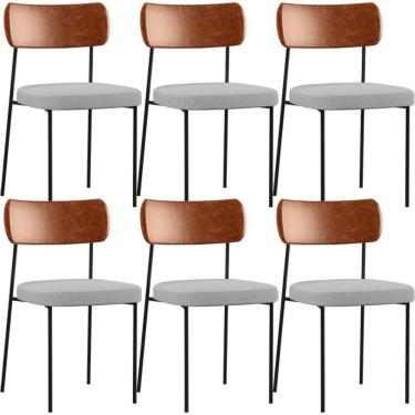 Imagem de Kit 06 Cadeiras Para Sala De Jantar Melina L02 Camel Cinza