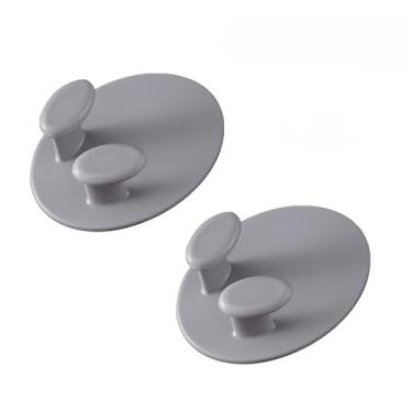 Imagem de Pacote com 2 suportes de tomada de parede – Suportes de montagem cinza para gerenciamento de cabos de mesa e parede, organizador universal de ganchos com adesivo (cinza)