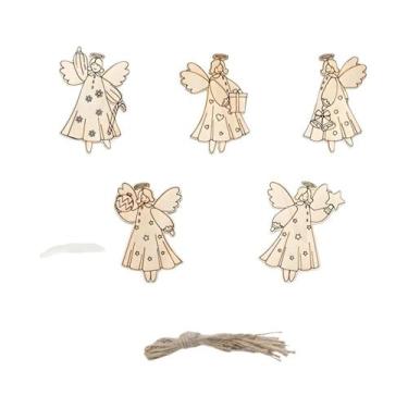 Imagem de Série Anjo De Natal: Artesanato De Madeira Para Pendurar, 15 Peças, Pi