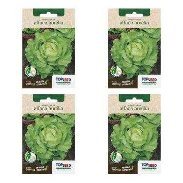 Imagem de Kit 4 Sementes De Alface Aurélia Manteiga Lisa Salada Hortas - Topseed