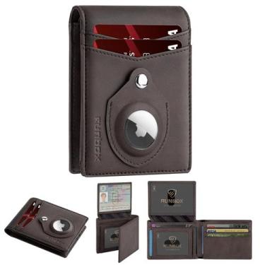 Imagem de Cartera RUNBOX Airtag Slim RFID de Cuero con 2 Ventanas para Identific