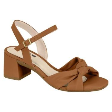Imagem de Sandália Feminina Moleca Saltinho Bloco Baixo Fivela Nó, Camel, 37