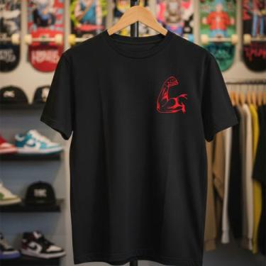 Imagem de Camiseta Masculina Academia Bíceps Estampada Algodão Premium Preta Cam