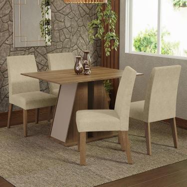 Imagem de Conjunto Sala De Jantar Mesa Tampo De Madeira 4 Cadeiras Rustic/crema/imperial Agnes Madesa Rustic/crema/imperial