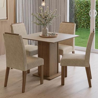 Imagem de Conjunto Sala De Jantar Tampo De Madeira 4 Cadeiras Rustic/crema/imperial Aspen Madesa