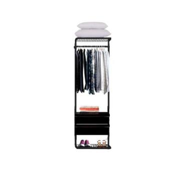 Imagem de Closet Aramado Linear CLR221 com Gaveta - Casa Expressa, Preto, 2,20m