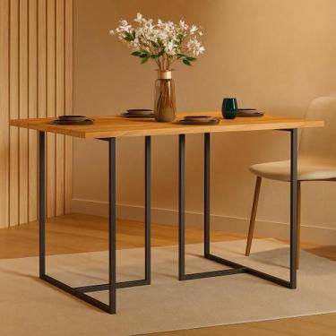 Imagem de mesa de jantar mali para cozinha estilo industrial pé de ferro tampo m