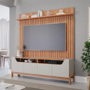 Imagem de Rack com Painel Ripado para TV até 60 Polegadas 197cmx185cm 100% MDF M