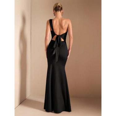 Imagem de VESTIDO LONGO COSTAS ABERTA COM AMARRAÇÃO EM SUPLEX Cor:PretoTamanho:M