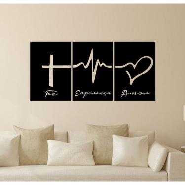 Imagem de Adesivo Decorativo Palavras Motivacional Fé Esperança E Amor