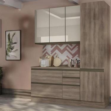 Imagem de Cozinha Modulada Completa 3 Peças Kappesberg Maxxi, Nogal e Vidro Bron