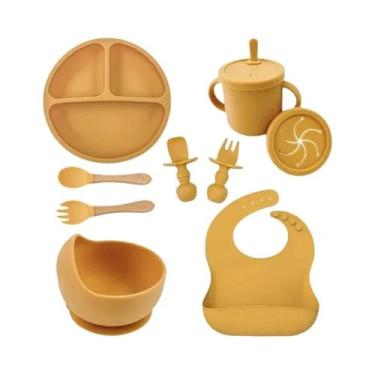 Imagem de Conjunto De Utensílios Para Bebês: Tigela Com Sucção, Copo Com Canudo,