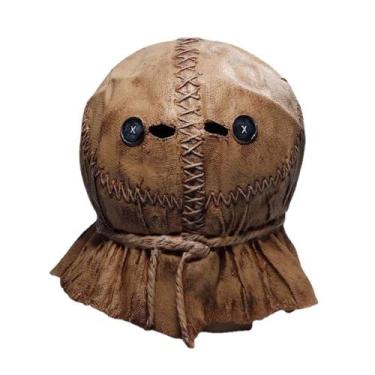 Imagem de Máscara de cosplay Tricks R Treats Sack Man Latex Halloween - yiweisai
