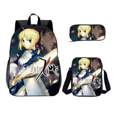 Imagem de Conjunto de mochilas escolares Fates Zero Anime para crianças, 3 peças