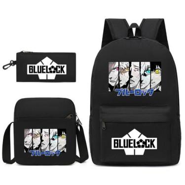 Imagem de Conjunto de mochilas Bluelocks Anime School, 3 peças com bolsa de ombr