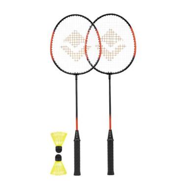 Imagem de Kit Badminton Completo 2 Raquetes E 2 Petecas Nylon Vollo, Preto, Lara