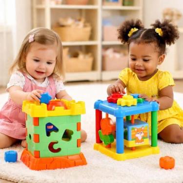 Imagem de Kit Brinquedo Educativo Bloco Baby Animal E Castelinho Didatico Encaix