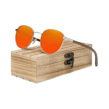 Imagem de Óculos De Sol Polarizados De Madeira UV400 Com Lentes Espelhadas Redon