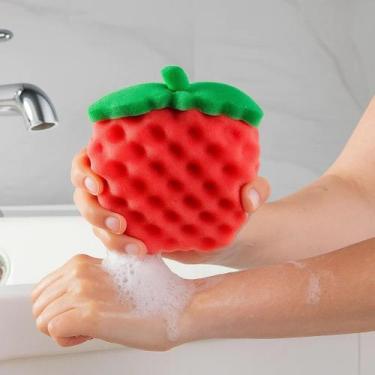 Imagem de Esponja Banho Corporal Formato Fruta Vermelha Macia Espuma Esfoliante 