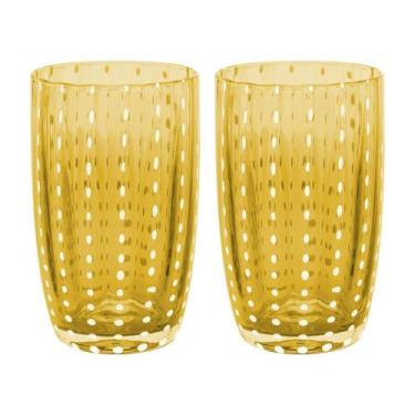 Imagem de 2 Copos Altos Wolff Orquídea de Vidro Âmbar 500ml