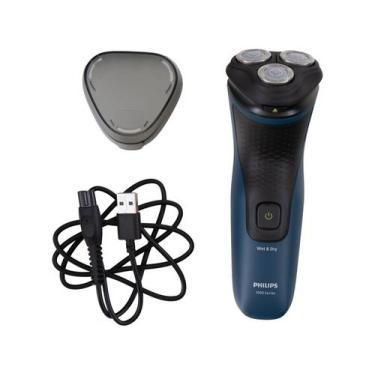 Imagem de Barbeador Elétrico Philips S1151 Auto Afiável Seco Molhado, Azul Malib