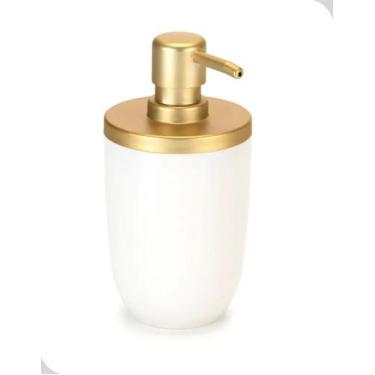 Imagem de Porta Sabonete Líquido 500 mL branco com dourado luxuoso - Arthi
