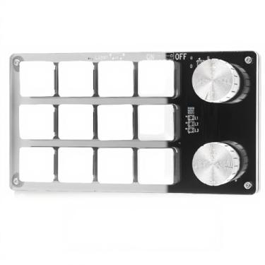 Imagem de Teclado Mecânico Programável de Uma Mão, Teclado Macro Programável RGB de 12 Teclas Com Botão, Teclado Mecânico Multifuncional para Jogos Teclado de Função para Win (Preto branco)