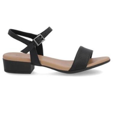 Imagem de Sandália Salto Bloco Couro Preto Fivela Usaflex-Feminino