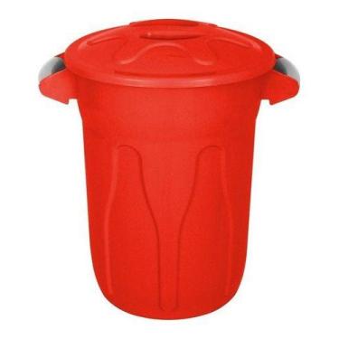 Imagem de Cesto Balde Plástico 40 Litros Com Tampa - Vermelho - Higipack