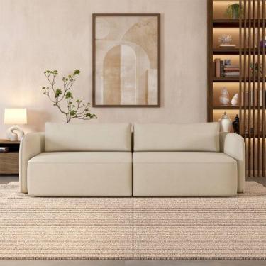 Imagem de Sofá Living Sala de Estar Abel 240cm Bipartido pés de Madeira Veludo B