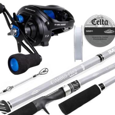 Imagem de Kit Pesca Profissional Carretilha Tigon BG 300 Vara 60lb 2,70m Pesquei