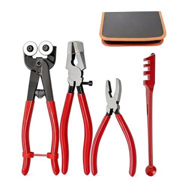 Imagem de 4 kits de cortador de mosaico de vidro, incluindo alicate de vidro com rodas, alicate de corrida de vidro, alicate de quebra de vidro e cortador de vidro para vitrais, mosaicos, fusão, quebra