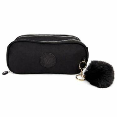 Imagem de Necessaire Escolar com 3 Compartimentos Zíper Triplo e Chaveiro Acabam