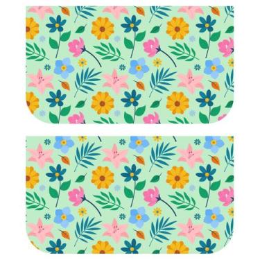 Imagem de Necessarie Carteira Flores fundo verde claro - Sintético Doll - Ponto 