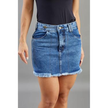 Imagem de Mini Saia Jeans Cintura Alta Feminina Barra Desfiada Dialogo-Feminino