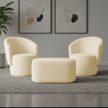 Imagem de Poltrona Kit 2 e Puff Orgânico Malu Max Bouclê M11 - D`Rossi