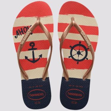 Imagem de Chinelo Havaianas Feminino Slim Nautical 4137125 Bege, Bege, Rose gold