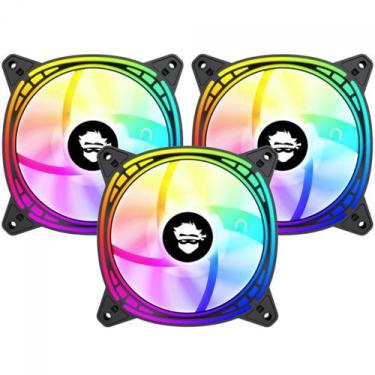 Imagem de Kit Fan Com 3 Unidades Gamer Ninja Fuuton, ARGB, 120mm, Black