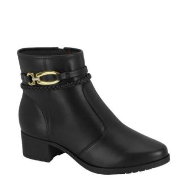 Imagem de Bota Feminina Ankle Boot Salto Baixo Detalhe Moleca 5346.102 - Preto -