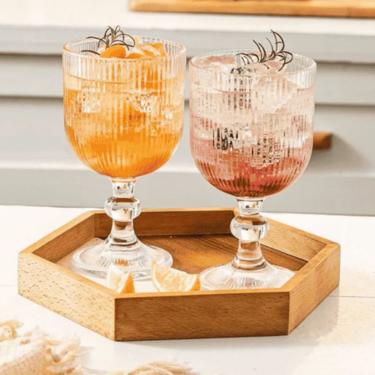 Imagem de Jogo de Taças Vidro 6 Taças 300 ml 6 Taças 70 ml para Vinho e Licor em Vidro Lapidado para Mesa
