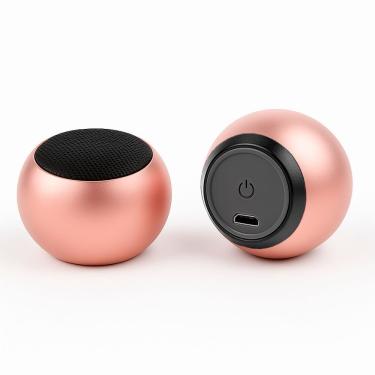 Imagem de Caixa de Som Bluetooth Portátil Mini Bolinha 3W com Som Nítido, Bateria Recarregável USB e Alumínio Rosê
