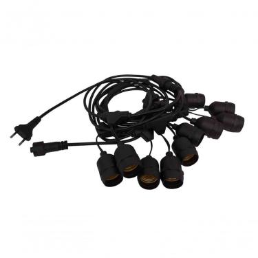 Imagem de Cordão de Luz LED Cordão (Varal) LED E27 para 10 Lâmpadas Uso Externo e Interno IP65 Preto Ourolux