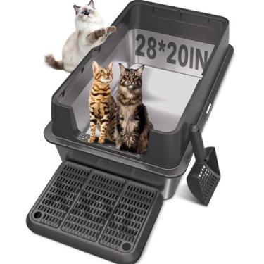 Imagem de Caixa de areia para gatos ICYAIR XXL em aço inoxidável 71 x 51 x 30 cm
